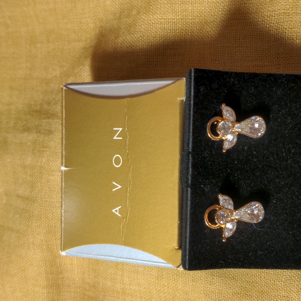Vintage Avon Crystal Angel Earrings